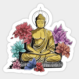 Golden Buddha Purnima Sit on Flower Sticker